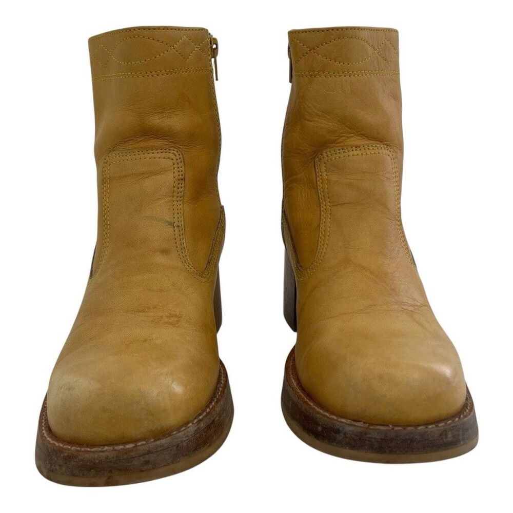 Frye Villager Platform Boots Size 9 Banana Yellow Leather Vintage Y2K 77320 - Picture 2 of 8